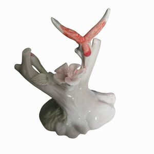 Vintage Porcelain Hummingbird Figurine Bird on Branch with Flower